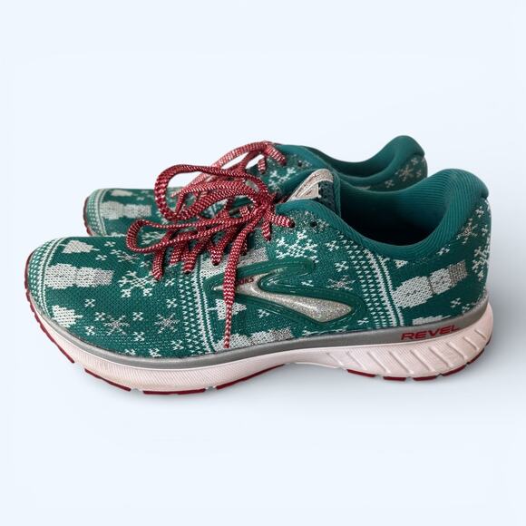 Brooks Shoes - Brooks Revel 3 Merry Christmas Ugly Sweater Running Shoes Green Women’s size 6